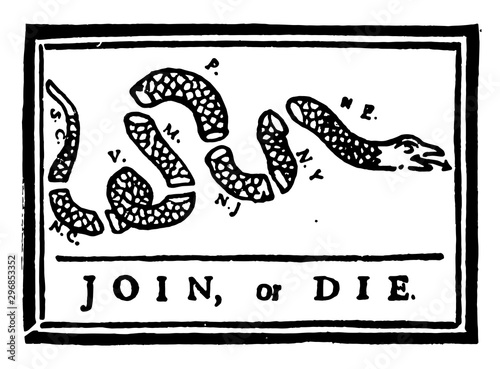 Fotografía Join or Die vintage illustration