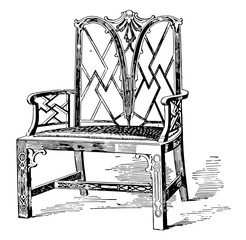 Wall Mural - Chippendale Chinese Chair vintage illustration