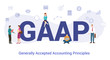 gaap generally accepted accounting principles concept with big word or text and team people with modern flat style - vector
