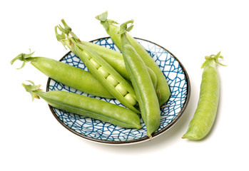 Fresh peas isolated on white background 