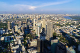 Fototapeta Nowy Jork - The Metropolitan Bangkok City - Aerial  view urban tower Bangkok city Thailand on April 2019 , blue sky background , Cityscape Thailand