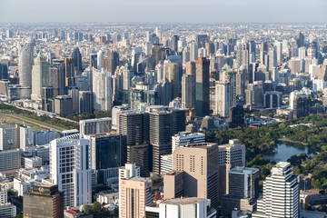  The Metropolitan Bangkok City - Aerial  view urban tower Bangkok city Thailand on April 2019 , blue sky background , Cityscape Thailand