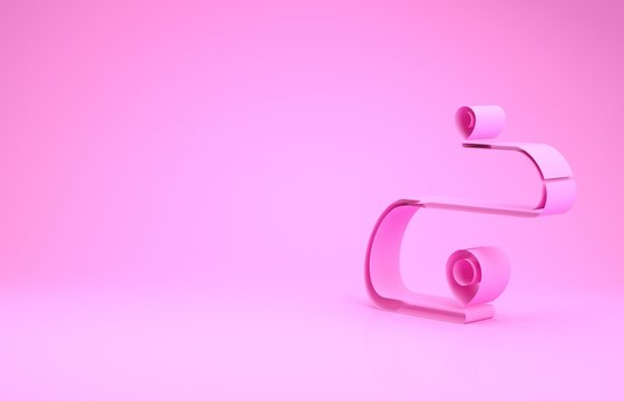 Pink Route location icon isolated on pink background. Map pointer sign. Concept of path or road. GPS navigator. Minimalism concept. 3d illustration 3D render