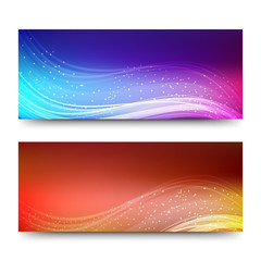 Canvas Print - Website headers or banners with wavy lines.