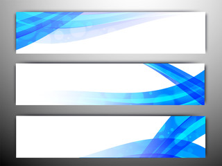 Canvas Print - Website headers or banners with blue stripes.