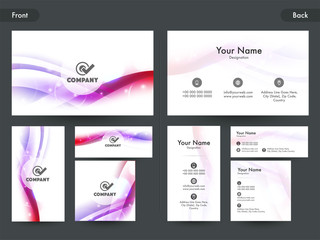 Poster - Business or Visiting Card set with colorful waves.