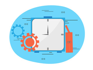 Wall Mural - Flat illustration of clock with cogwheels for Business.