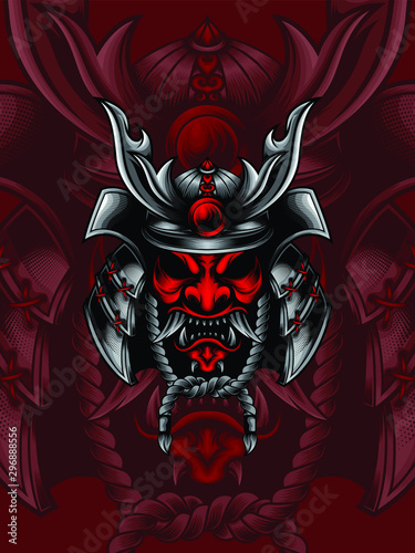 Samurai mask helmet for logo, t-shirt or outerwear Wallpaper Mural