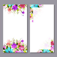 Canvas Print - Website banners set with colorful flowers.