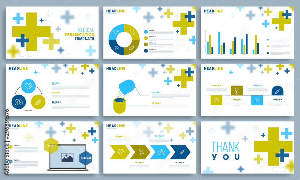 Medical Presentation Rows Medical presentation template set. Stock Vector | Adobe Stock