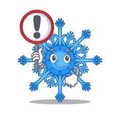 Canvas Print - With sign snowflake cartoon with the character shape