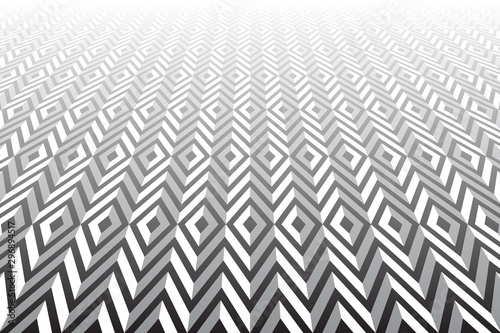 Geometric pattern. Optical illusion effect. Diminishing perspective view.