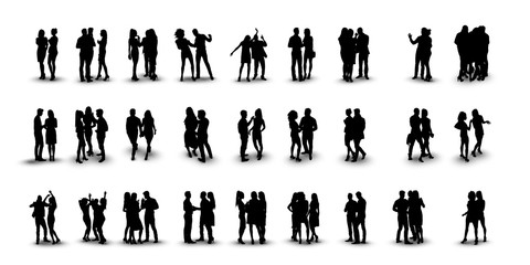 set of people silhouettes - party time