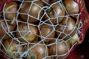 bag of onions at the market