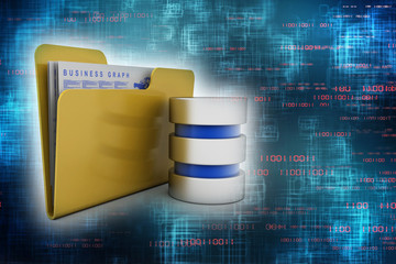 Poster - 3d rendering Folder connected to data