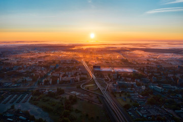 Wall Mural - Sunrise over central Riga, Latvia, taken in May 2019