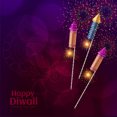 Wall Mural - shiny diwali crackers firework celebration background design
