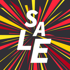 Poster - Comic style rays with Sale inscription