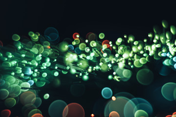 Aufkleber - Beautiful abstract fiber optical network cable on a multi colored glow background.