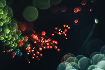 Aufkleber - Beautiful abstract fiber optical network cable on a multi colored glow background.