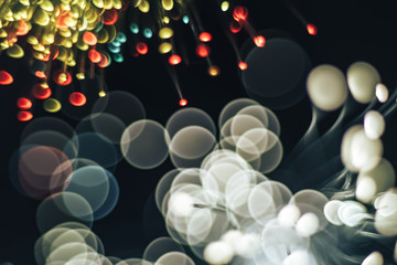 Aufkleber - Beautiful abstract fiber optical network cable on a multi colored glow background.