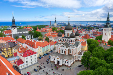 Wall Mural - Aerial of central Tallinn, Estonia, taken in May 2019