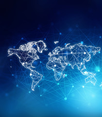 Poster - 2d illustration world map abstract background