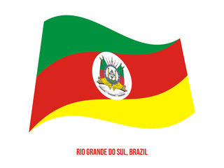 Rio Grande do Sul Flag Waving Vector Illustration on White Background. States Flag of Brazil.