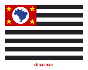 Sao Paulo Flag Vector Illustration on White Background. States Flag of Brazil.