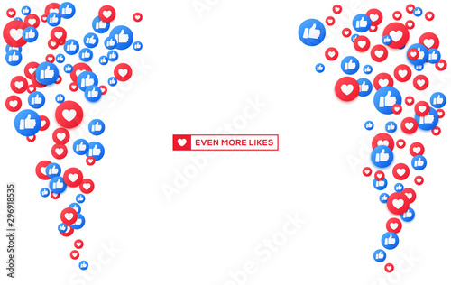 Fotografía Bunch of like and appreciate emoji icons, thumb up stream social network