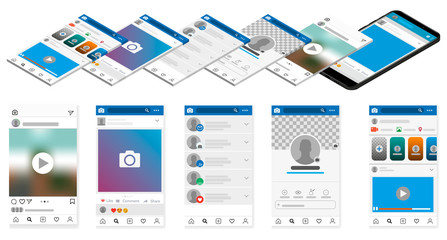 Aufkleber - UX UI Flowchart. Mock-ups mobile application concept isometric flat design. Vector illustration.