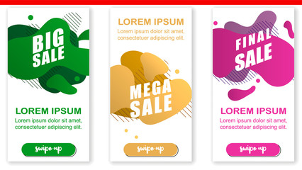 Poster - Dynamic modern fluid mobile for sale banners. Sale banner template design, Super sale special offer set.Vector illustration