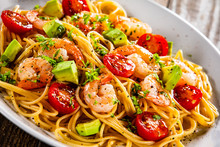 Pasta With Shrimps And Vegetables