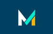 blue white yellow green M letter logo alphabet for company icon design