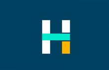 Blue White Yellow Green H Letter Logo Alphabet For Company Icon Design