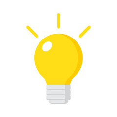 Poster - Yellow light bulb icon on white isolated background.