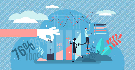 Wall Mural - Data processing vector illustration. Tiny information work persons concept.