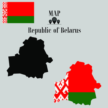 Belarus outline world map, contour silhouette with national flag inside vector illustration creative design, isolated on background, objects, element, symbol from countries set