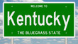 Rendering of a green 3d highway sign for Kentucky