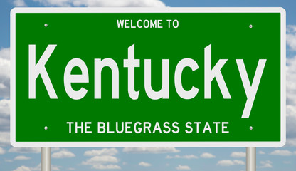 Wall Mural - Rendering of a green 3d highway sign for Kentucky