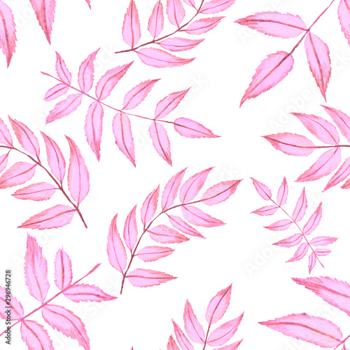 Creative seamless pattern with autumn leaves. Fashion print