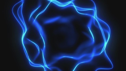 Poster - Looped animation. Abstract wavy background in dark blue color with smooth wave. Modern colorful wallpaper. 3d rendering.