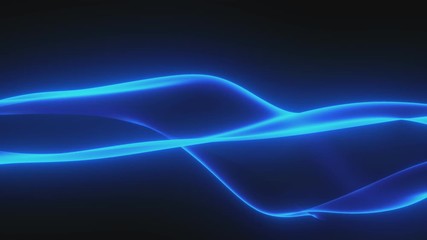 Poster - Looped animation. Abstract wavy background in dark blue color with smooth wave. Modern colorful wallpaper. 3d rendering.