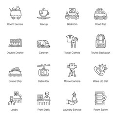 Wall Mural - Hotel Services Line Icons Pack 