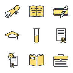 Aufkleber - Education set icon template color editable. academic school pack symbol vector sign isolated on white background. Education Plan icons vector illustration for graphic and web design.