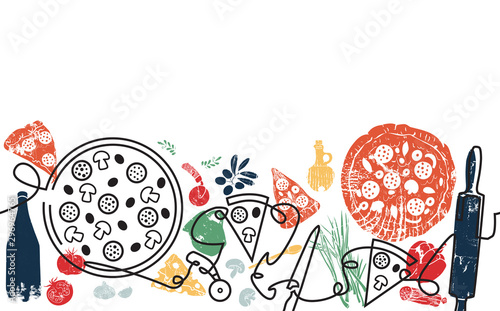 Pizza Background Pizza Pattern Continuous Line Drawing Vector Illustration Stock Vector Adobe Stock #continuous line drawing #continuous line #digital art #listen i just really like drawing faces #and hands #still tryna get the hang of it but #here we are #i did them for some of robert hallow's songs. pizza background pizza pattern