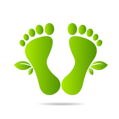 Poster - footprints of green leaves organic health and beauty care design 