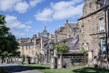 A View Of Greyfriars Kirkyard, Edinburgh, Scotland, UK.  The Graves Of This Famous Cemetery Are Frequently Hard Up Against The Surrounding Properties.