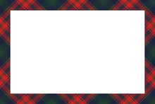 Rectangle Borders And Frames Vector. Border Pattern Geometric Vintage Frame Design. Scottish Tartan Plaid Fabric Texture. Template For Gift Card, Collage, Scrapbook Or Photo Album And Portrait.