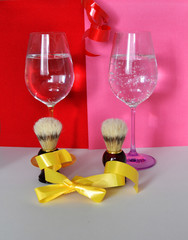 holiday of two male shaving brushes